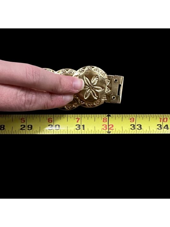 Vintage Gold Metal Stretch Belt 1970s Disco Glam Queen Statement Elastic Retro